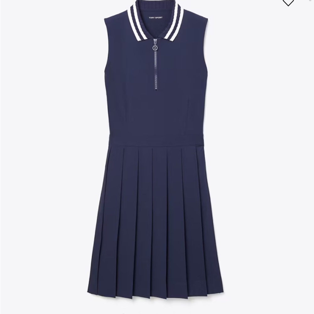 Tory Burch Black performance pleated collar gold dress size small $279 - Picture 2 of 15
